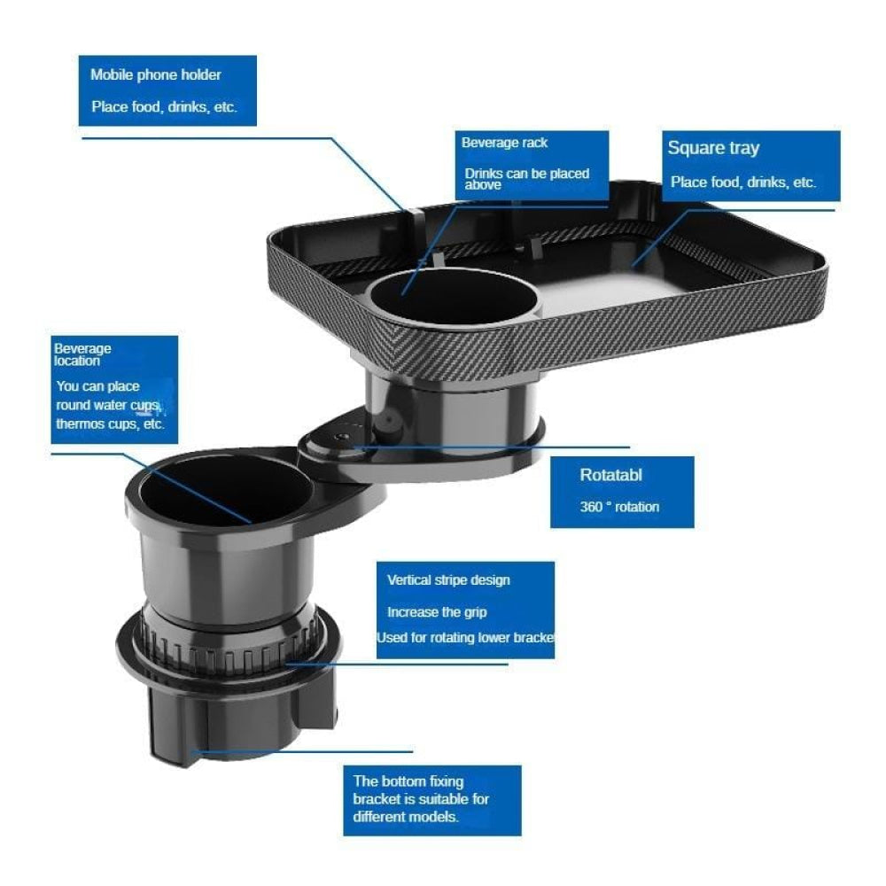 360 Degree Rotating Car Cup Holder With Table Tray