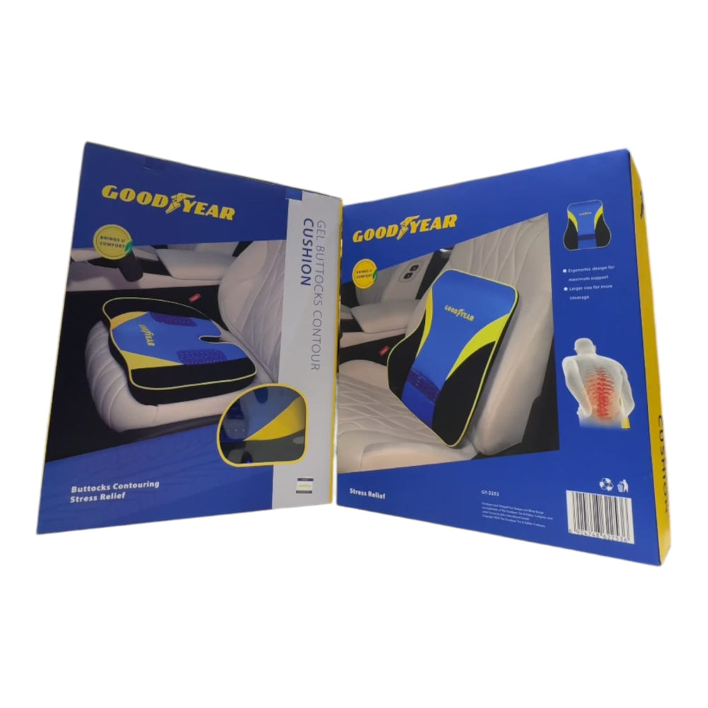GoodYear Seat Cushion Memory Foam Gel Tailbone Pain Relief Pillow Seat & Lumber Support Combo