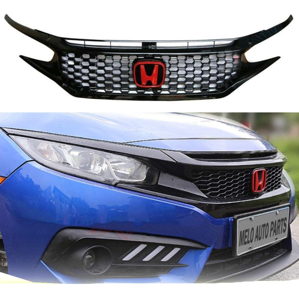 Honda Civic Front Grill Piano Black Si Style 2017-2020