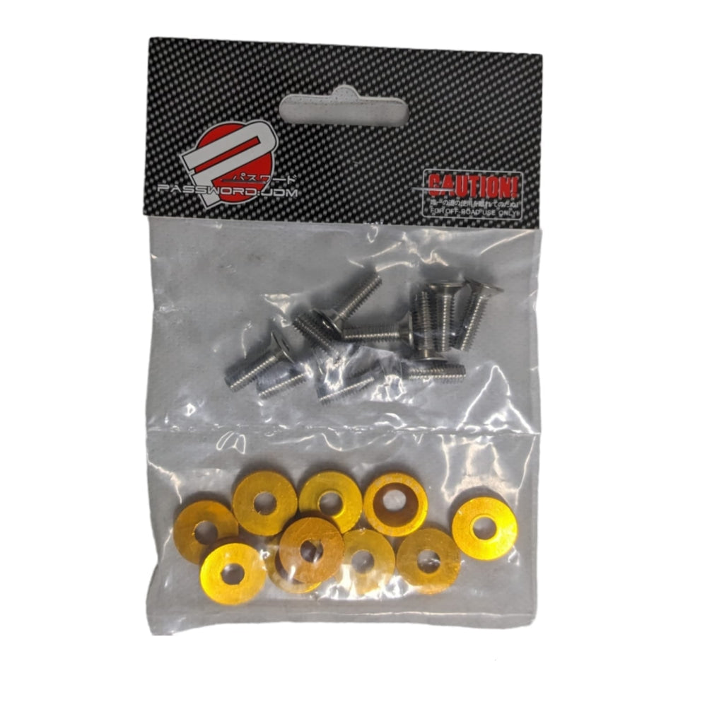 Jdm Aluminum Fender Washer With Nuts 10Pcs Gold