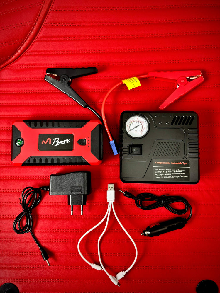MPower Multi Function Portable Heavy Duty Jump Starter Powerbank With Air Compressor