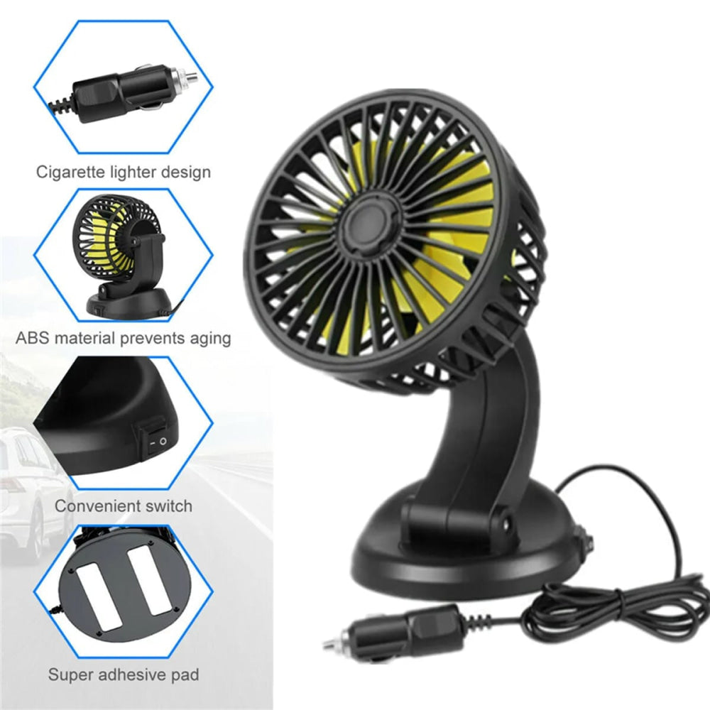 360 Rotatable Car Portable Fan 12V