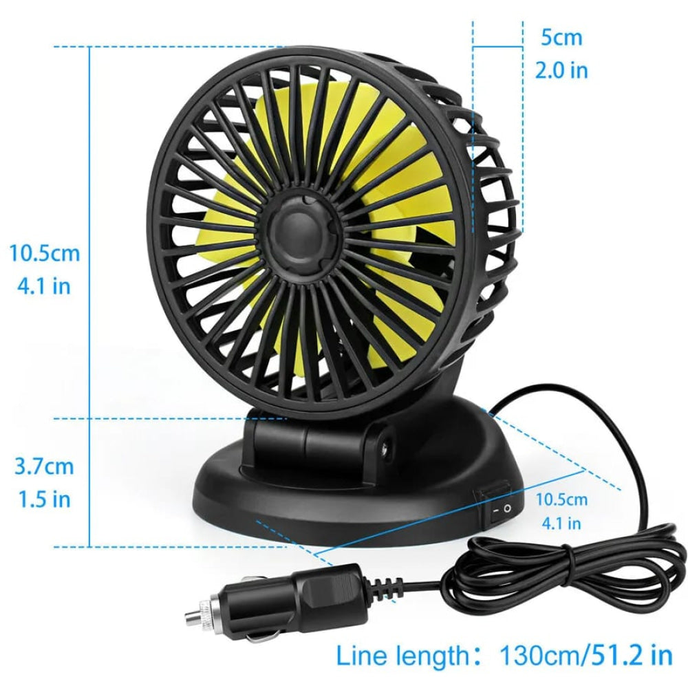 360 Rotatable Car Portable Fan 12V Single Head Cigarette Lighter Interface