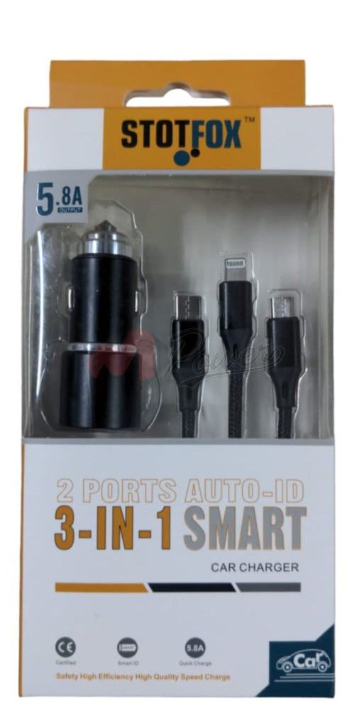 3In1 Dual Usb Ports 5.8A Quick Car Charger