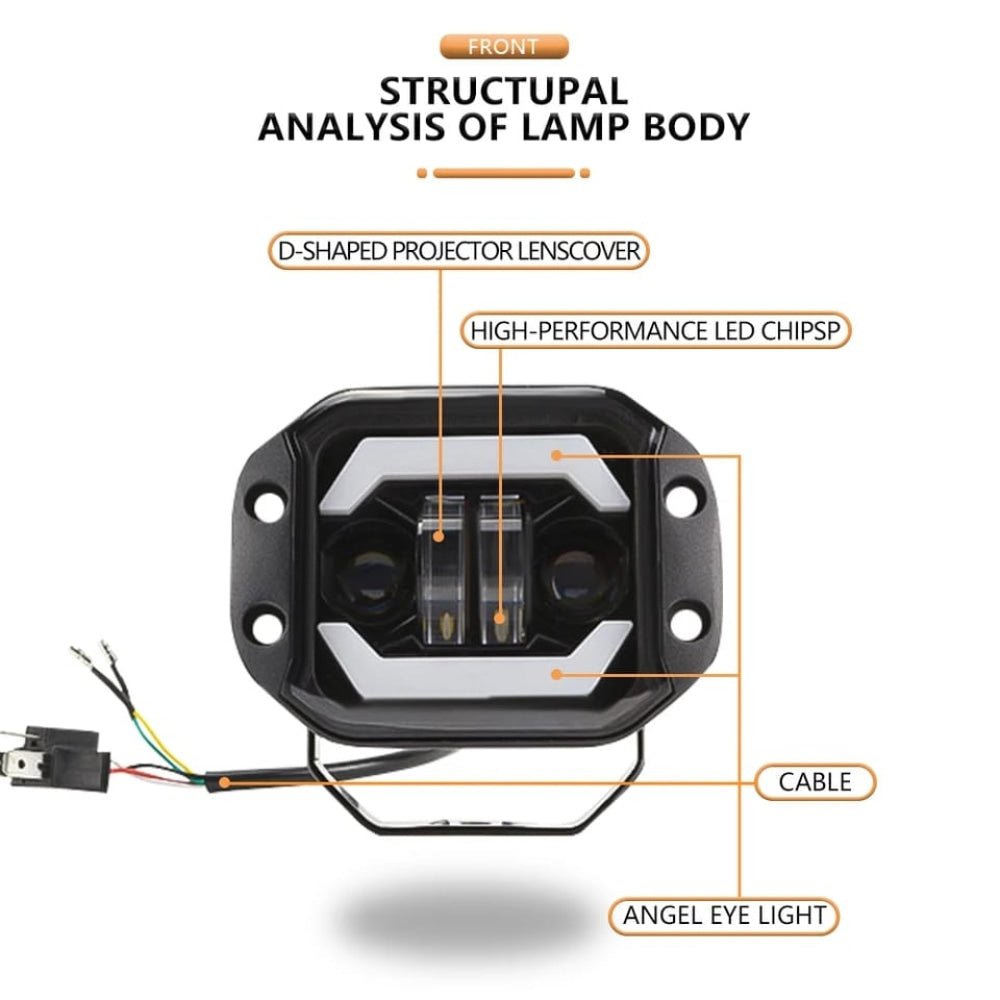 4In1 3Inch Led Drl With Indicator Powerful Spot Light 2Pcs