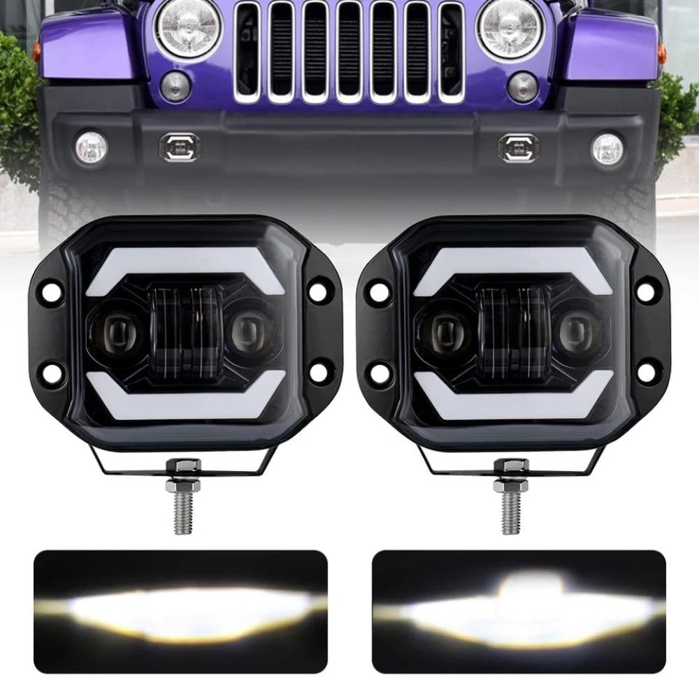 4In1 3Inch Led Drl With Indicator Powerful Spot Light 2Pcs