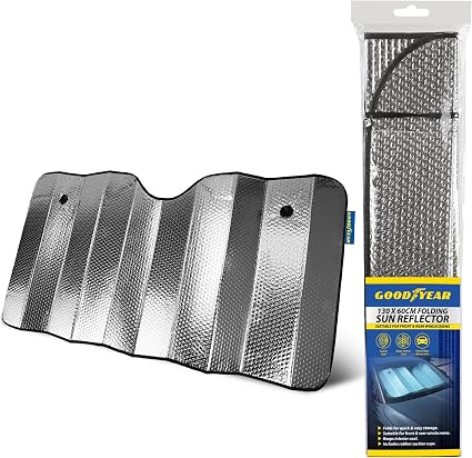 Goodyear Windshield Sun Shade | Heat Blocker with Secure Suction Cups