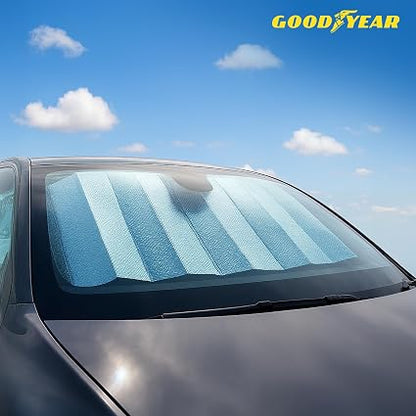 Goodyear Windshield Sun Shade | Heat Blocker with Secure Suction Cups
