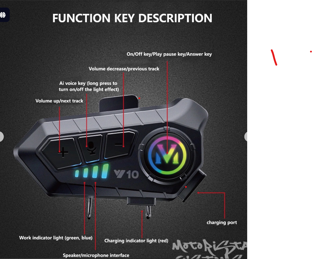 V10 Helmet Bluetooth Device