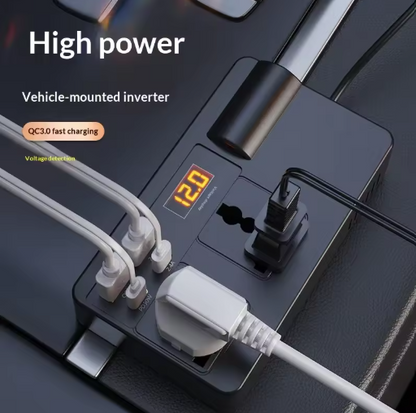 Universal 200W Car Inverter — DC 12V/24V to 110V/220V with Smart USB/PD/Type-C Charging