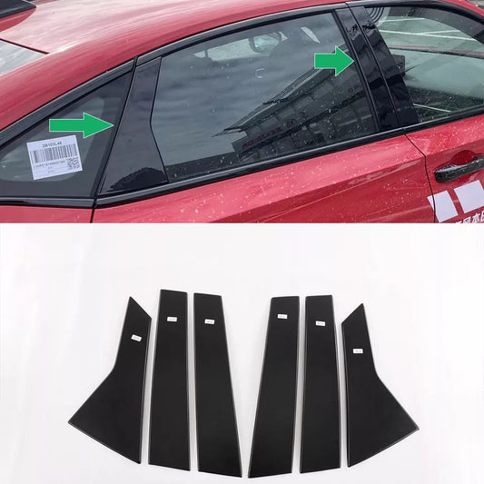 Honda Civic 2022 11th Gen Sedan 2PCS Side Piller Glossy Black  Trims 6pcs