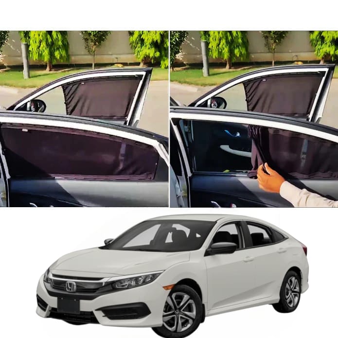 Honda Civic 2017 Custom Fit Railing Curtains Sun Shade - Parda-4pcs