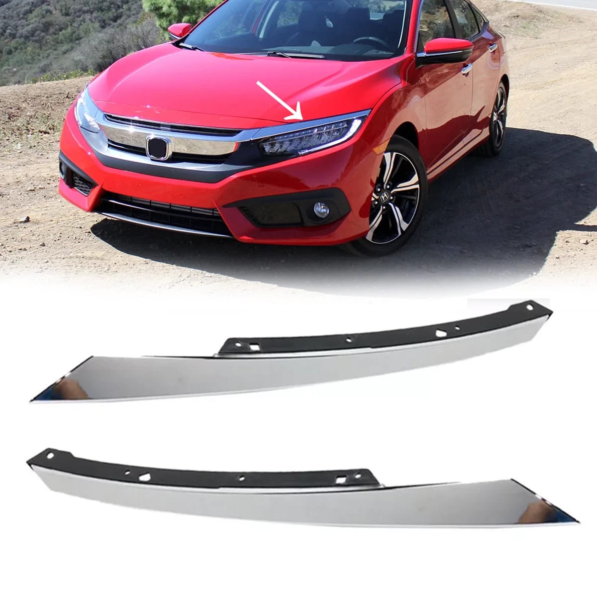 Honda Civic Headlight Eyelid Eye Brow Molding Trim 2017-2021