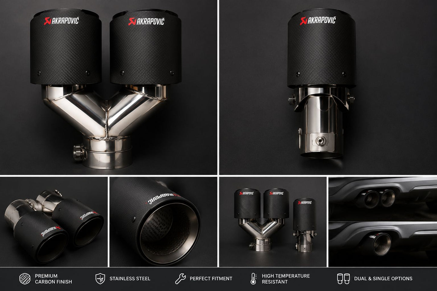 Akrapovic High perfomance Carbon Fiber Exhaust Rear Tail Pipe Muffler