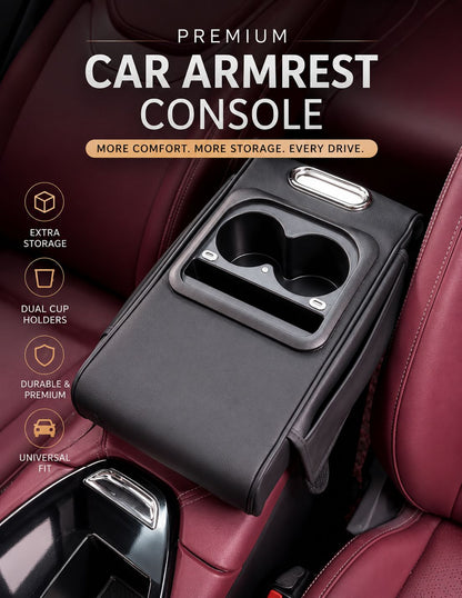 Multi-Function Car Armrest with Tissue Box Cup Holder & LED Star Light