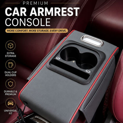 Multi-Function Car Armrest with Tissue Box Cup Holder & LED Star Light