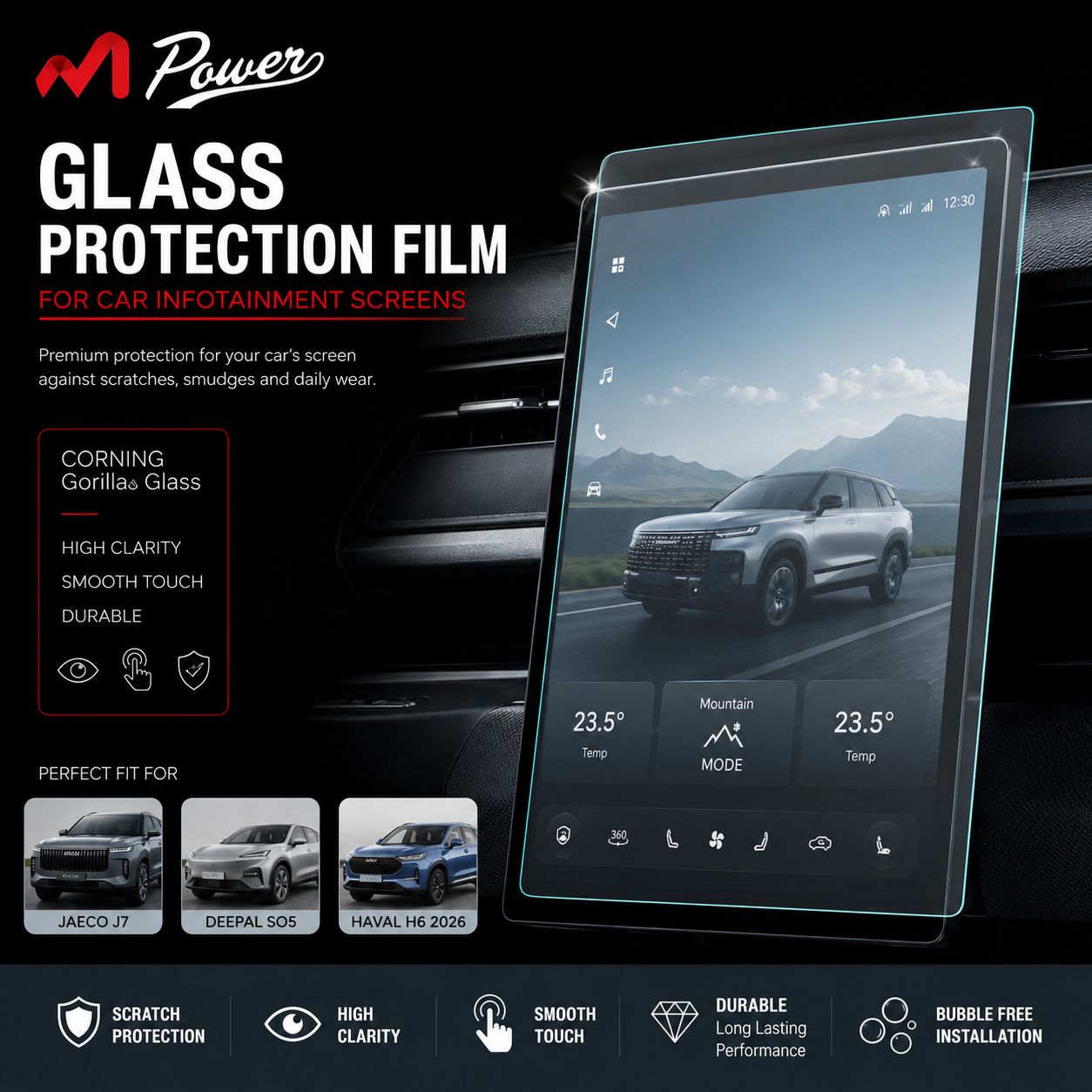 Tempered Glass Protector For Haval- H6 & Jaecco - J7 and Deepal -S05