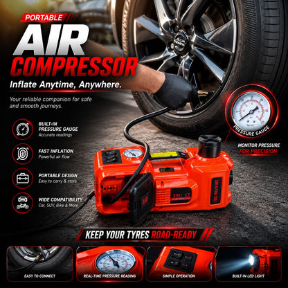 3IN1 Car Jack, Compressor & Electric Wrench Set 12v