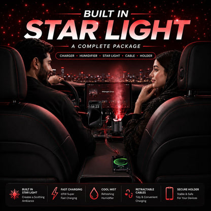 5in1 Starlight Retractable Car Charger with Car Aromatherapy