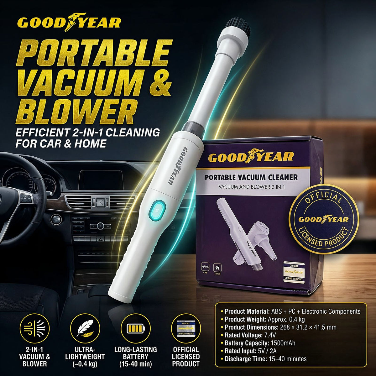  Ideal for quick and effortless everyday cleaning.