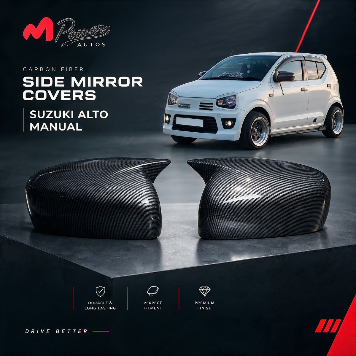Batman Style Side Mirror Covers For Suzuki Alto New