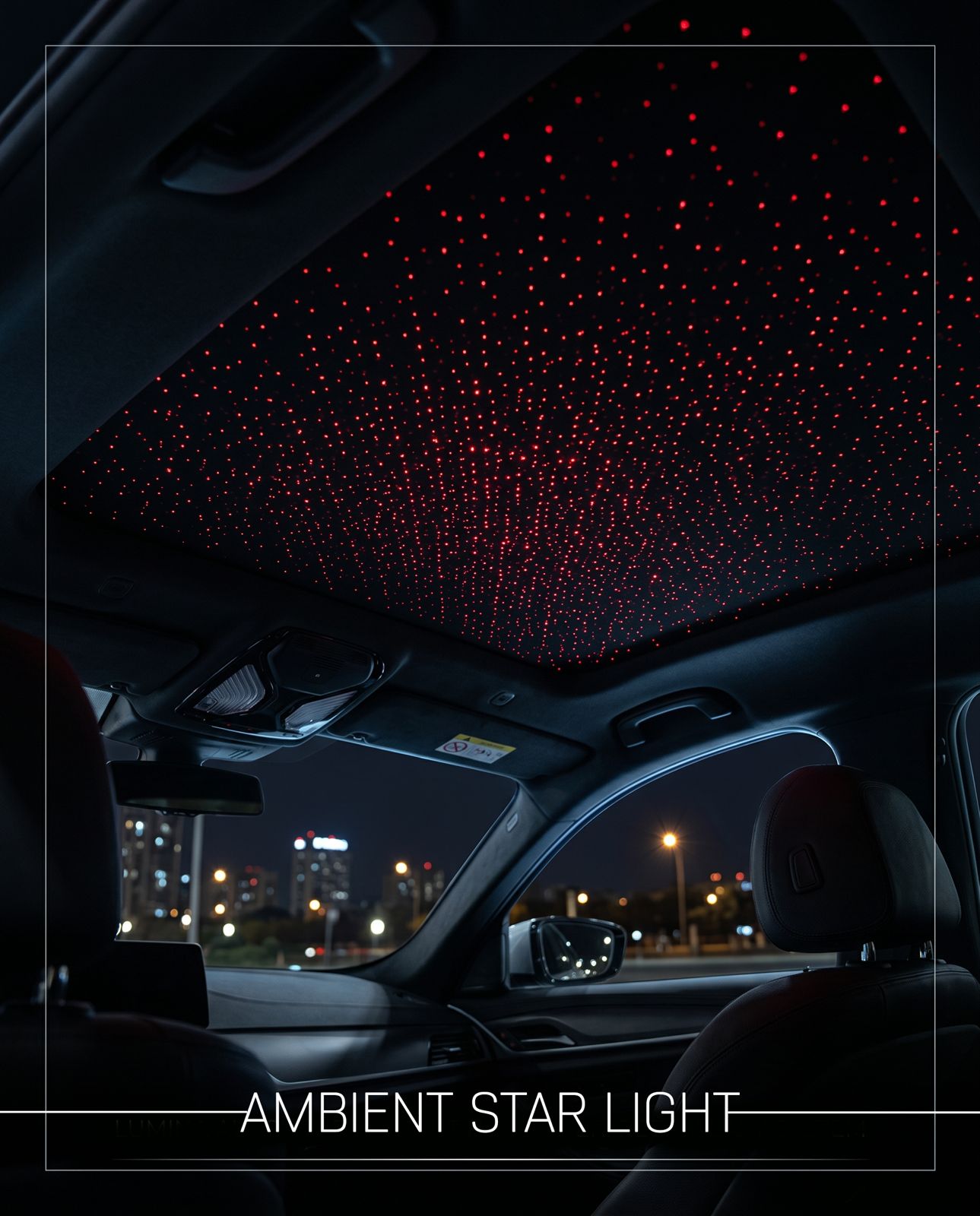 Multi-Function Car Armrest with Tissue Box Cup Holder & LED Star Light