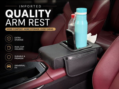 Multi-Function Car Armrest with Tissue Box Cup Holder & LED Star Light