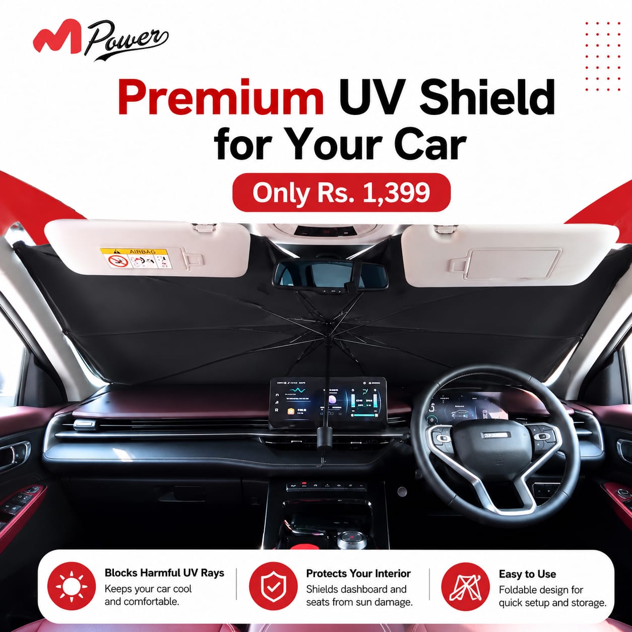 Car Umbrella Sun Shade Cover for Windshield UV Protector
