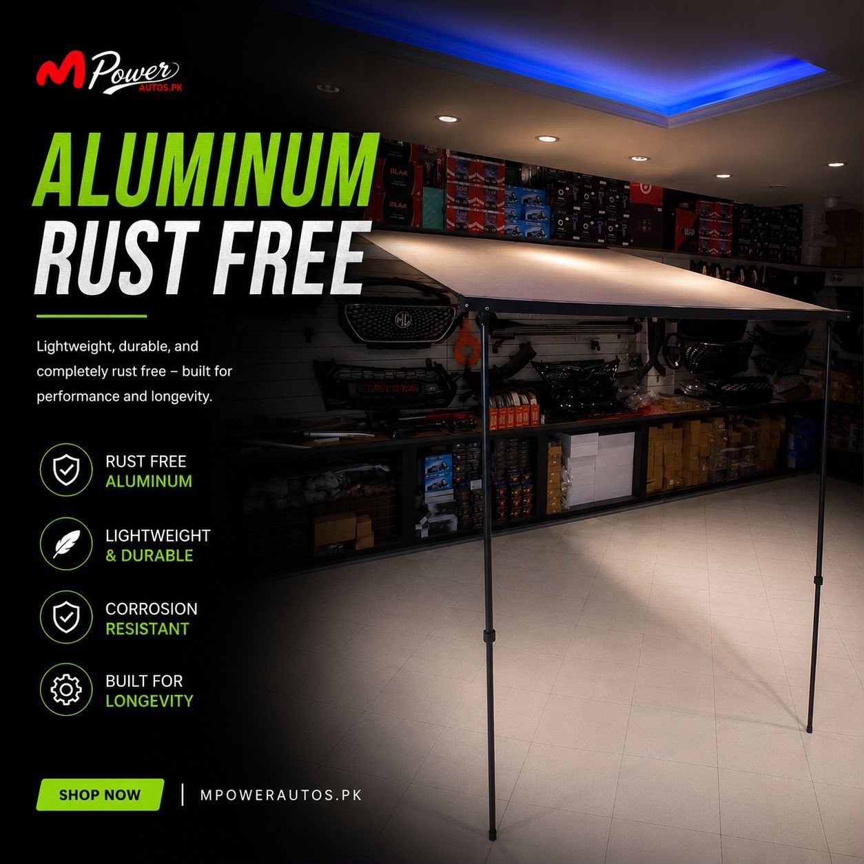 Car Side Awning Rooftop Pull Out Waterproof , Sun Tent Shelter With Light V2