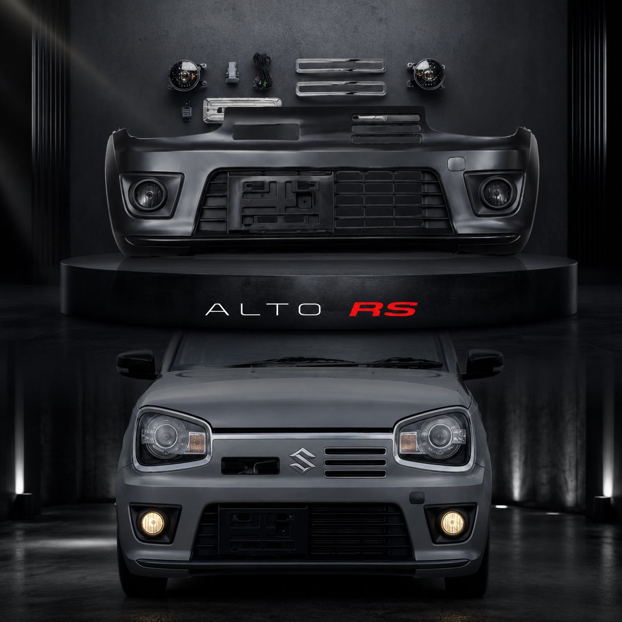 Suzuki Alto Works RS | Imported ABS Plastic | Front Complete Bumper With Fog Lamps