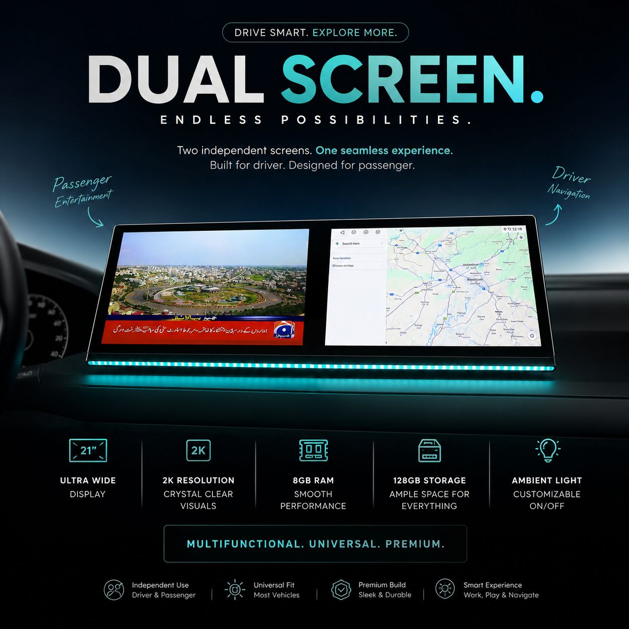 Universal Dual Screen Panel By Hd Drive One 2K