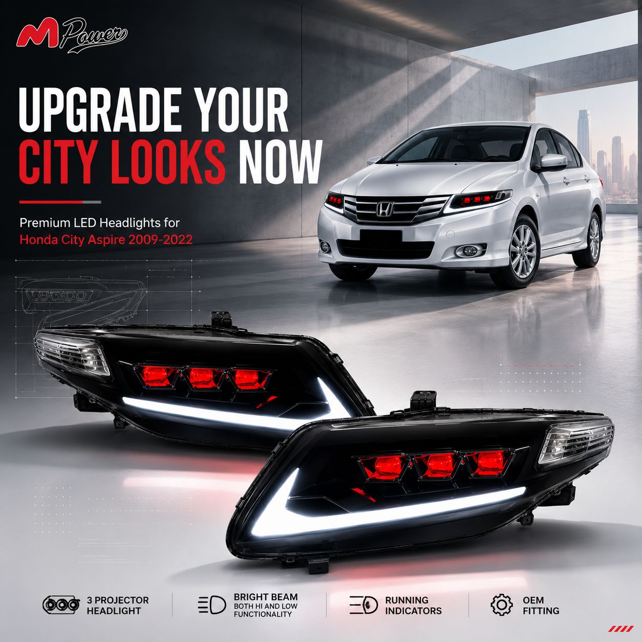 Honda City Aspire Nike Devil Eye Headlights 2009-2022
