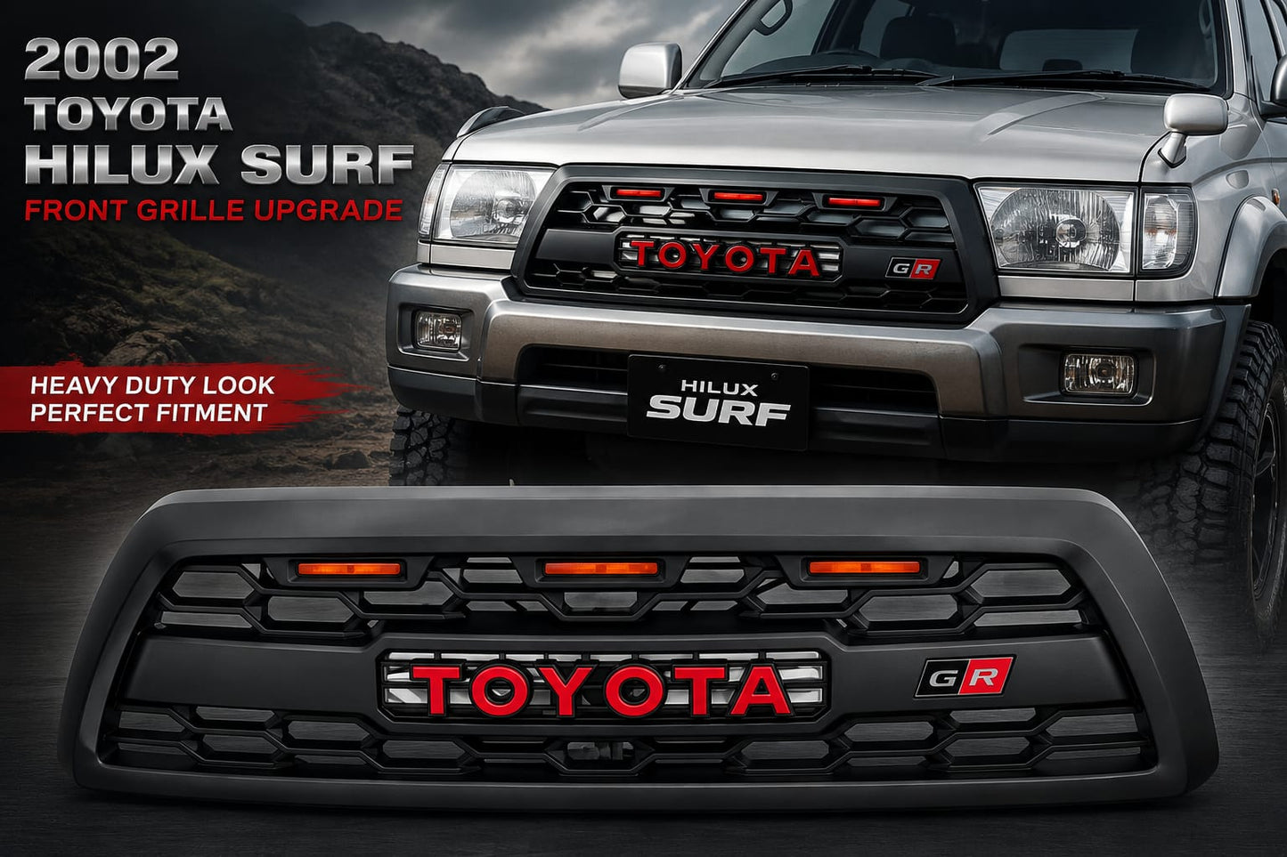 Toyota Front Bumper Grill For Hilux Surf Grill With 4-Runner Racing Led Lights