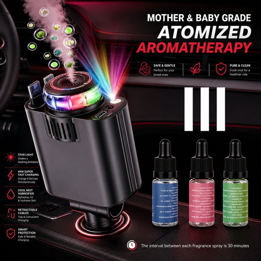 5in1 Starlight Retractable Car Charger with Car Aromatherapy