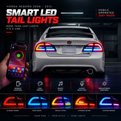 Honda Civic Reborn FD2 Mobile Operated RGB Backlight 256 Mods 2007-2013