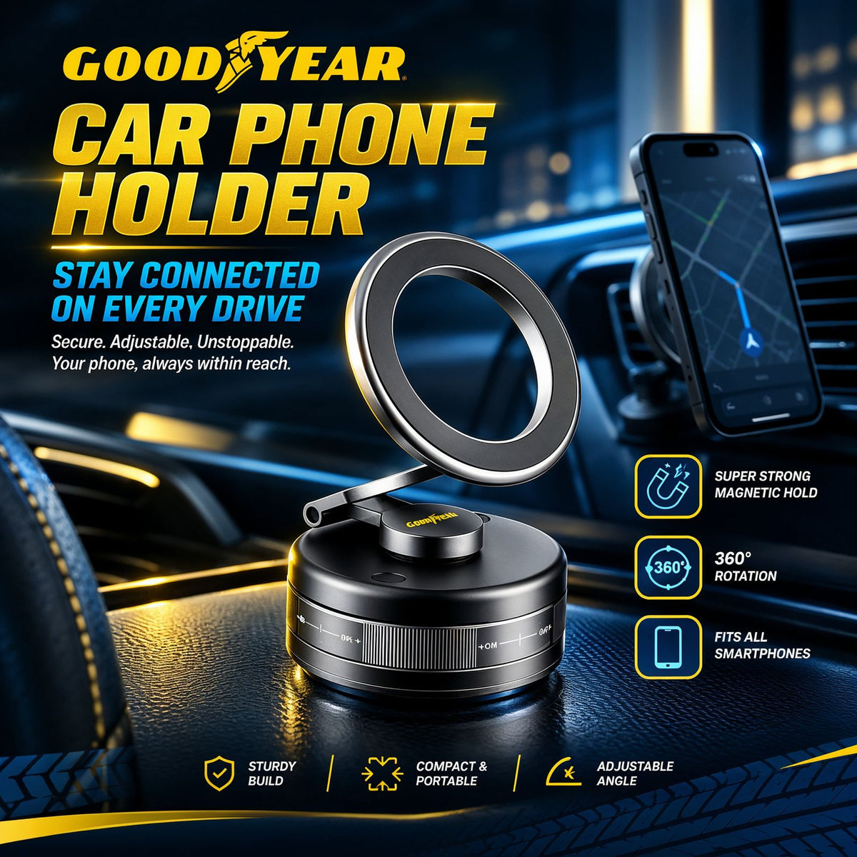 Goodyear High Quality Suction Cup Magnetic Phone Holder