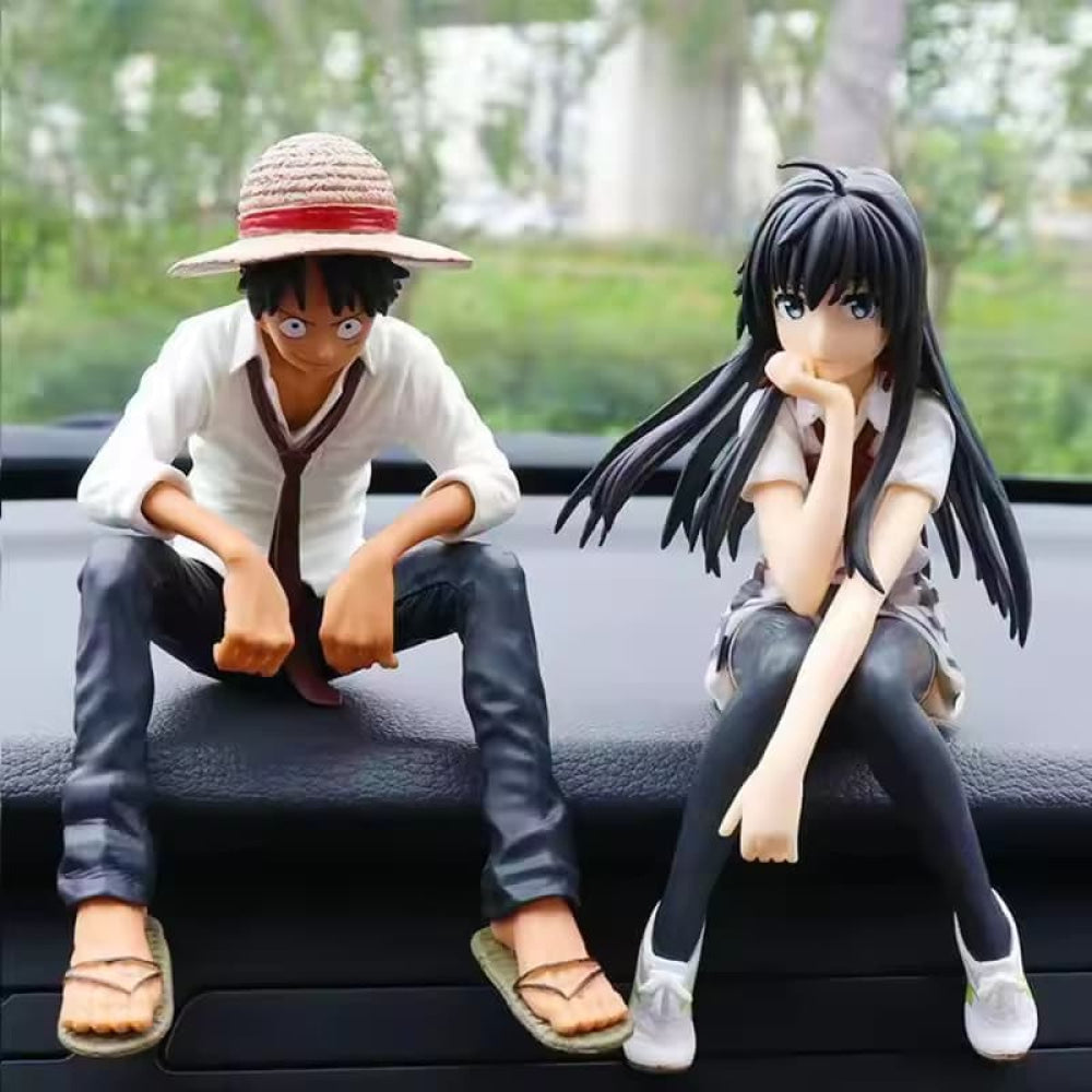 Anime One Piece Luffy & Yukino Yukinoshita Combo Sitting Posture Pvc Model Anime Figure