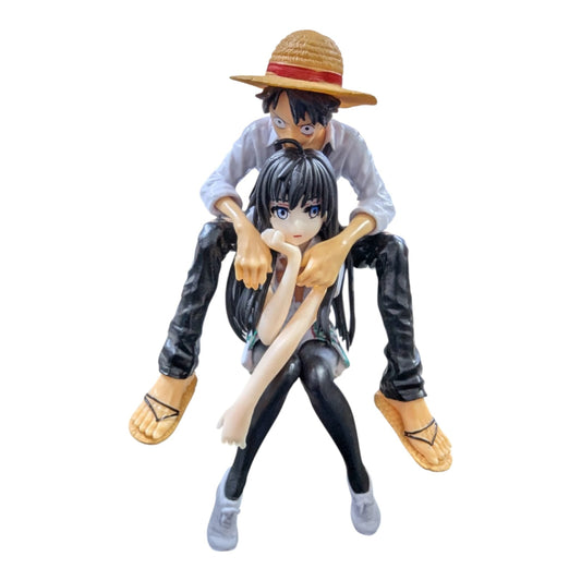 Anime One Piece Luffy & Yukino Yukinoshita Combo Sitting Posture Pvc Model Anime Figure