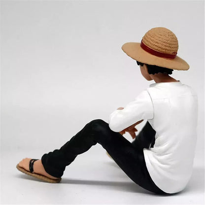 Anime One Piece Monkey D.Luffy Straw Hat Sitting Posture Pvc Model Anime Figure