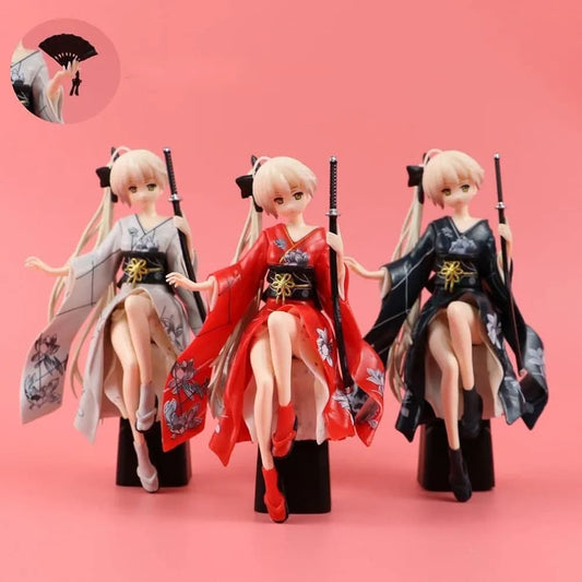 Anime Sora Kimono Action Girls Model Anime Figure (Pack Of Three)