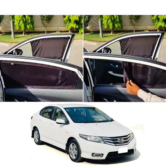 Honda City Custom Fit Railing Curtains 2009-2021-Sun Shade - Parda-4pcs