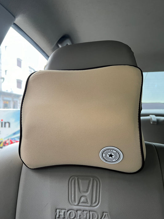 Car Neck Pillow Headrest Memory Foam Beige