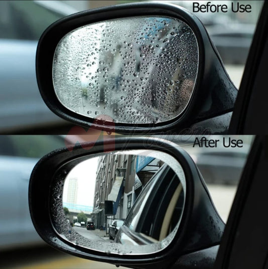 Car Rearview Mirror Rainproof Anti-Fog Protective Anti-Glare Waterproof Membrane 2Pcs