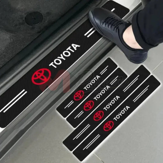 Car Waterproof Carbon Door Sill Protector 4Pcs For Honda Toyota Suzuki