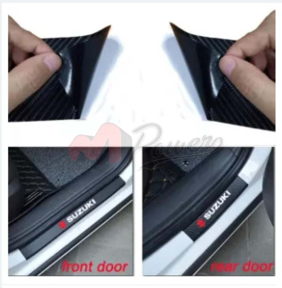 Car Waterproof Carbon Door Sill Protector 4Pcs For Honda Toyota Suzuki