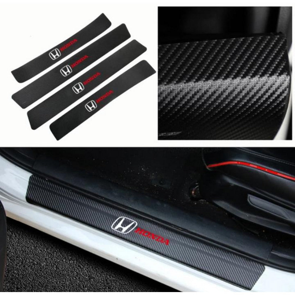 Car Waterproof Carbon Door Sill Protector 4Pcs For Honda Toyota Suzuki