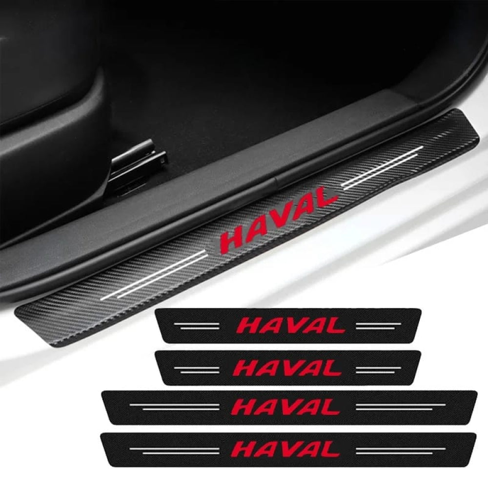 Car Waterproof Carbon Door Sill Protector 4Pcs For Honda Toyota Suzuki Haval