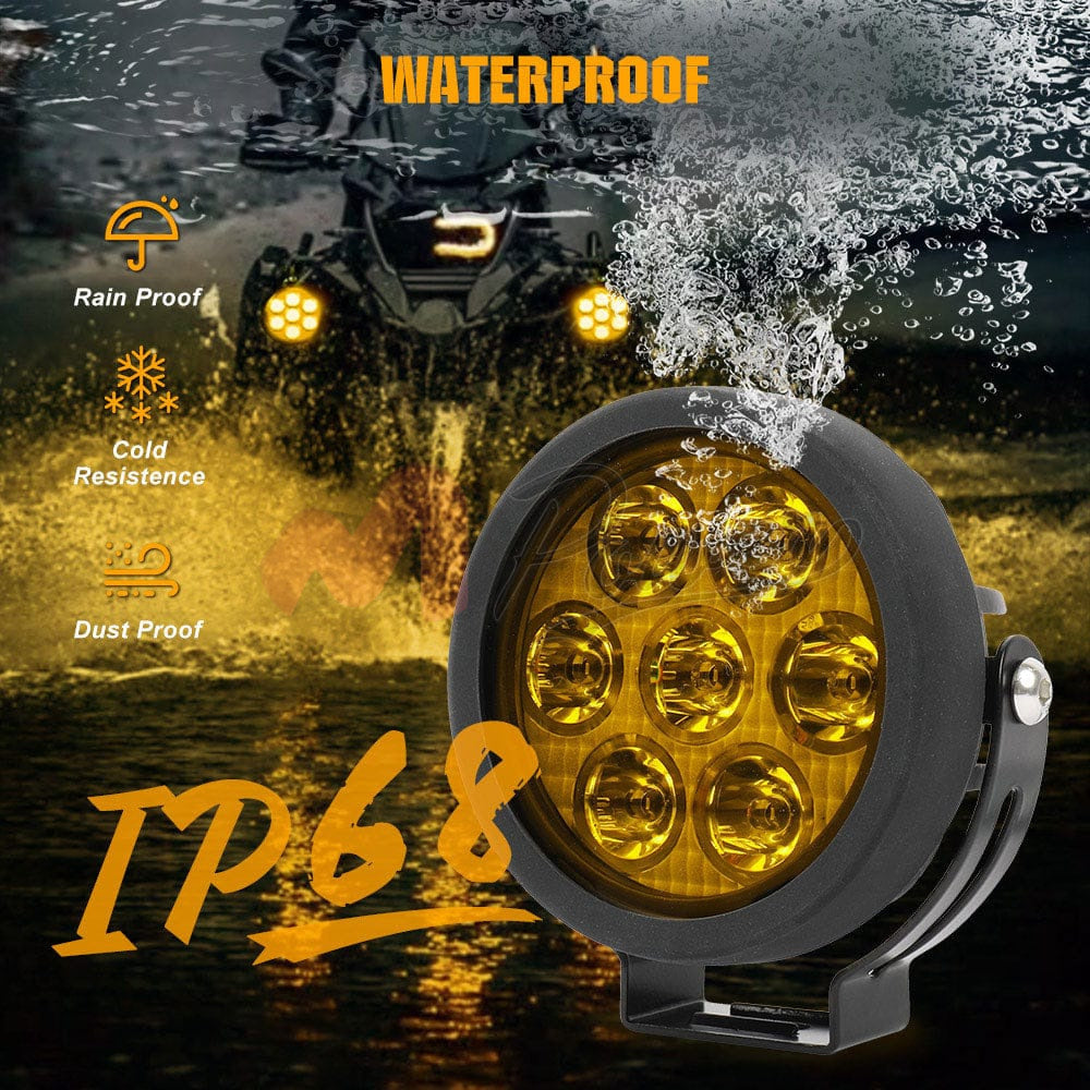 Dual Season 4.5Inch White Beam Round Light With Yellow Covers 2Pcs For Jeep Car Bike