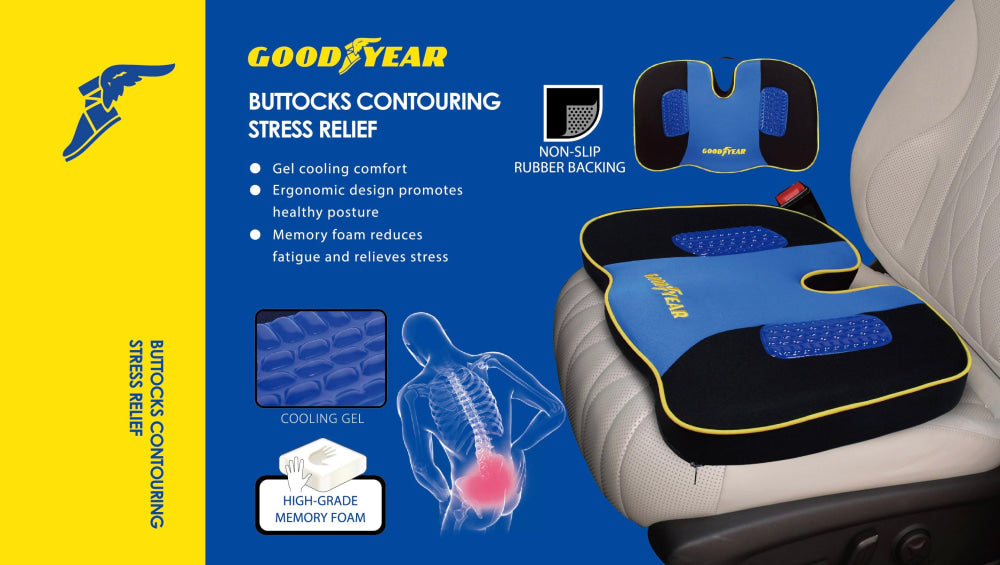 Goodyear Seat Cushion Memory Foam Gel Tailbone Pain Relief Pillow