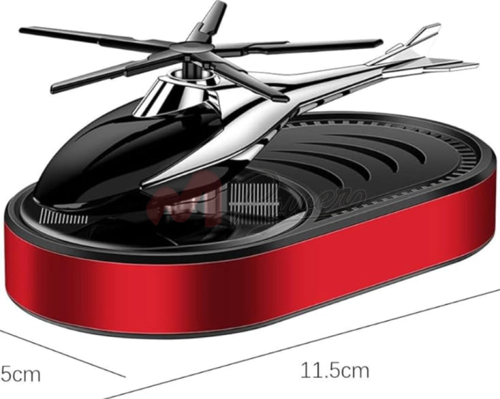 Helicopter Solar Powered Rotating Fan With Air Freshener Refill Red